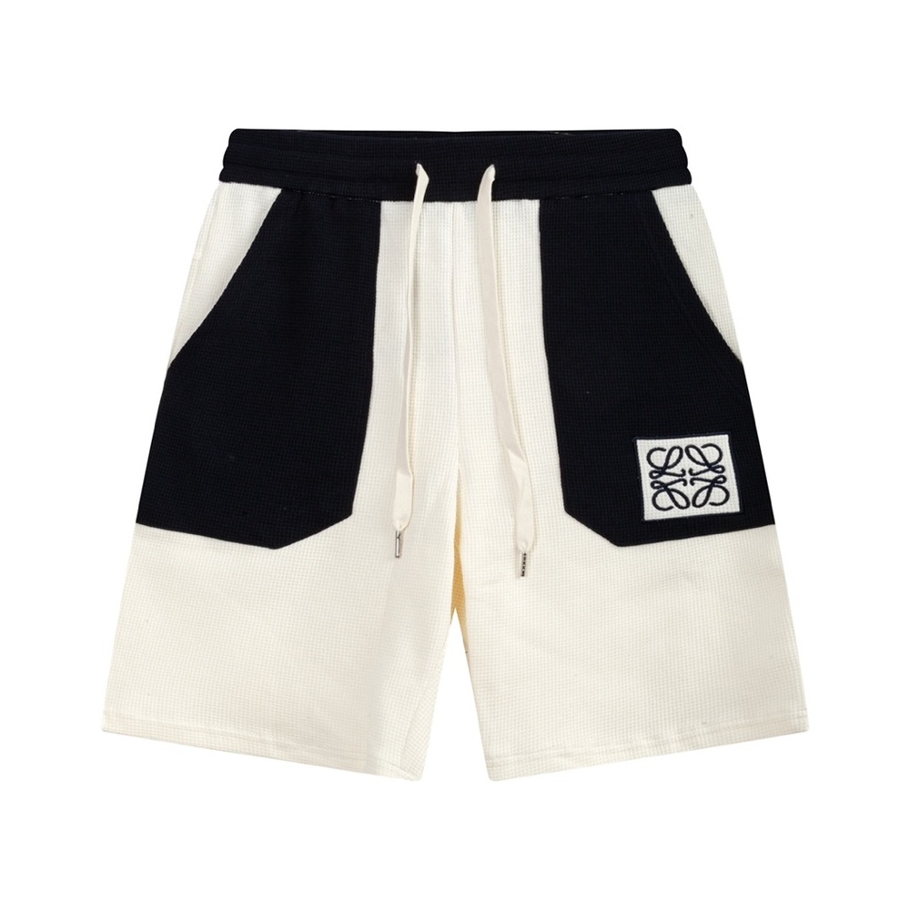 Loewe waffle beige and black embroidered Anagram casual shorts